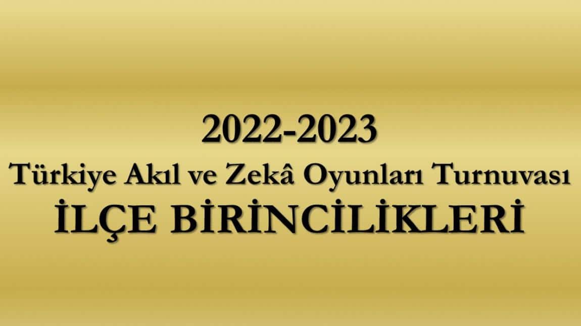 2022-2023 Türkiye Akıl ve Zekâ Oyunları Turnuvası - İlçe Turnuvası Birincilikleri ve İkinciliği